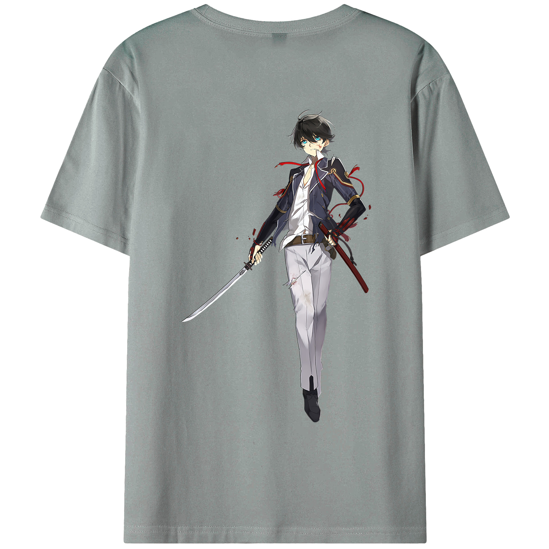 （画像用） 刀剣乱舞 Touken Ranbu 綿100％ メンズ半袖Tシャツ（バックプリント） 通気性